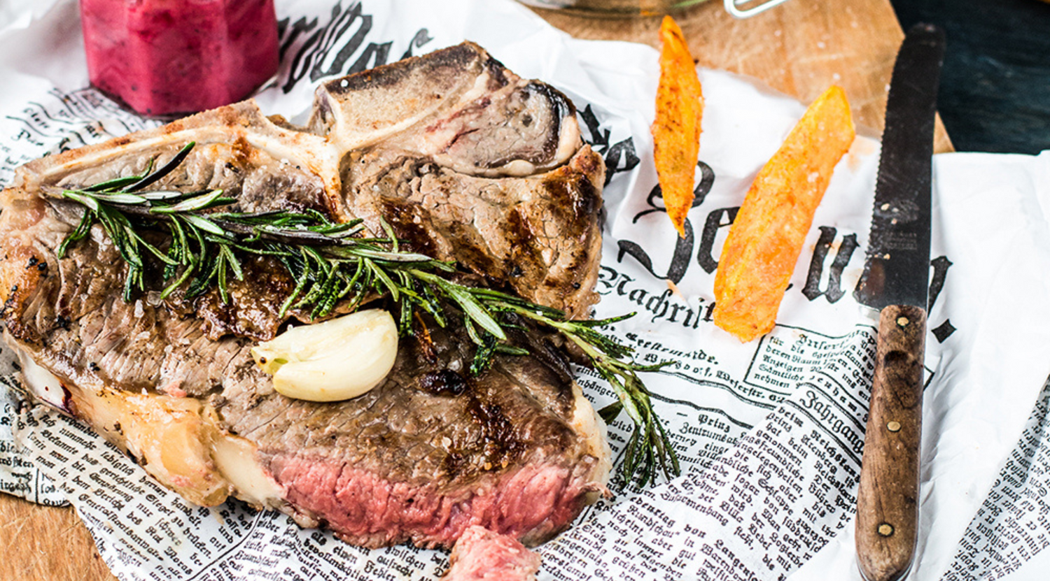 T-Bone Steak & Sweet Potato Fries