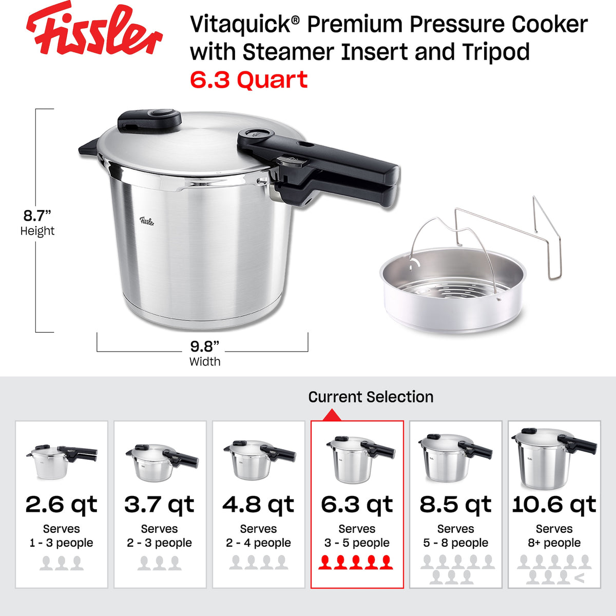 Fissler Vitaquick Premium 6.3qt Pressure Cooker Bundle