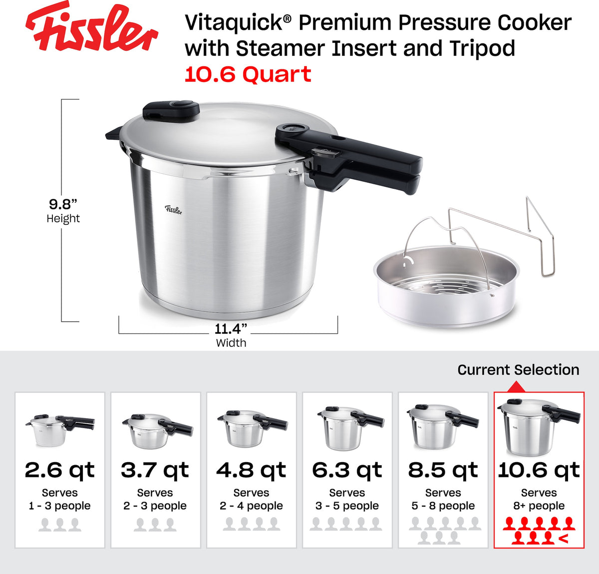 Fissler Vitaquick Premium 10.6qt Pressure Cooker Bundle