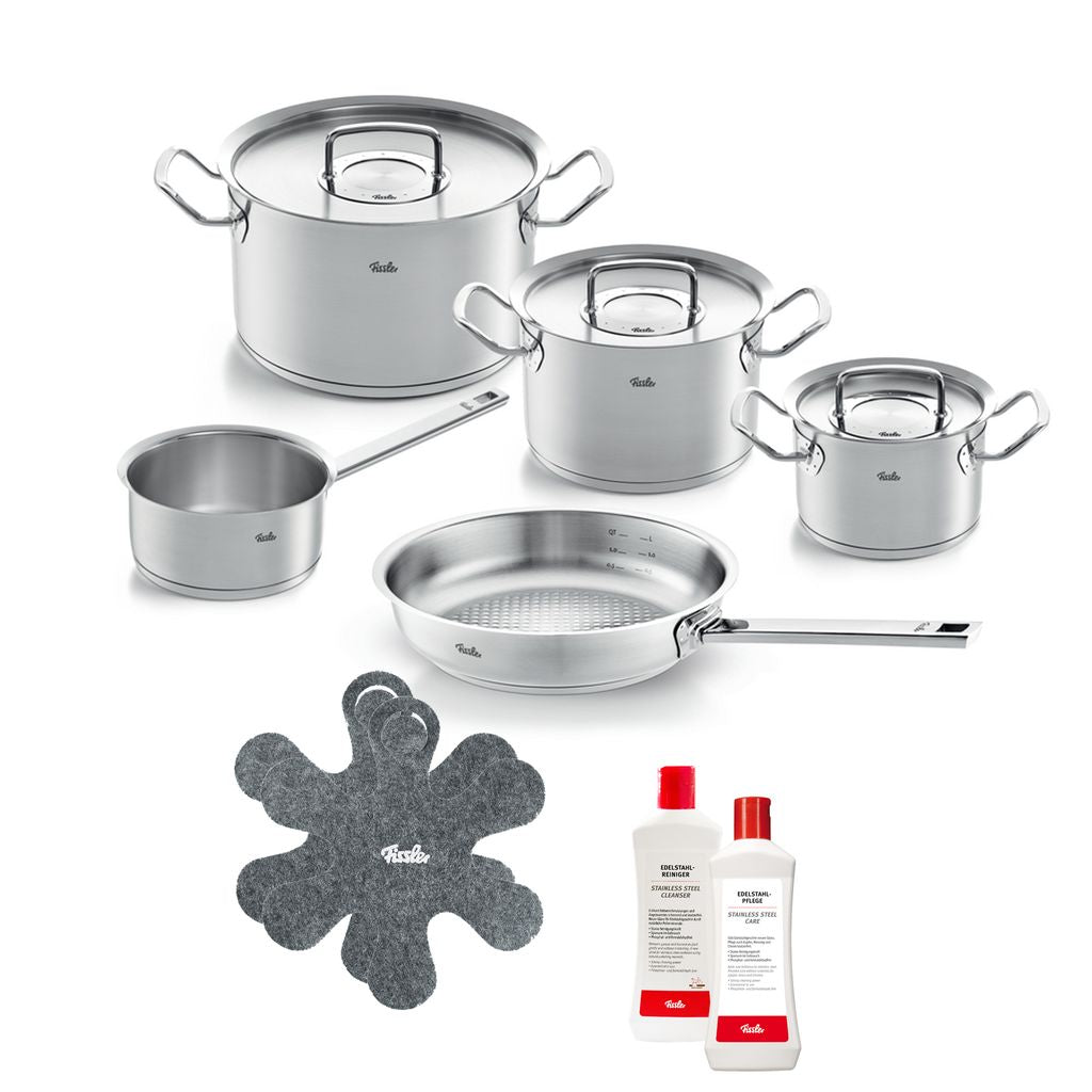 Original-Profi Collection 8 Piece Stainless Steel Cookware Set Bundle, Includes Stainless Steel Care, Stainless Steel Cleaner and 2 Pan Protectors