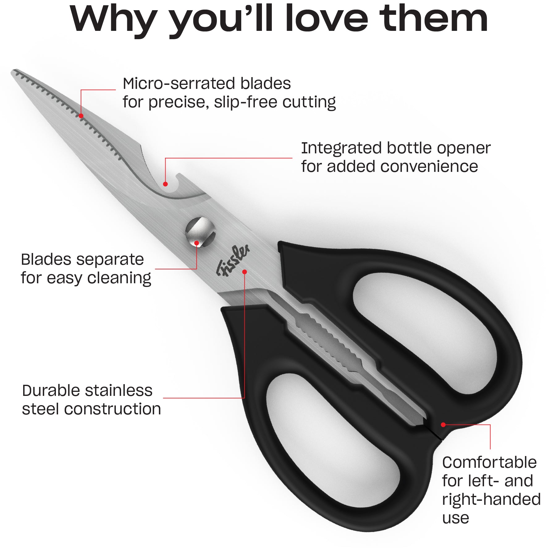 Kei　Fissler フィスラー　キッチンツール 13点セット　調理器具 Universal Multi-Purpose Kitchen Scissors with Bottle Opener | Fissler