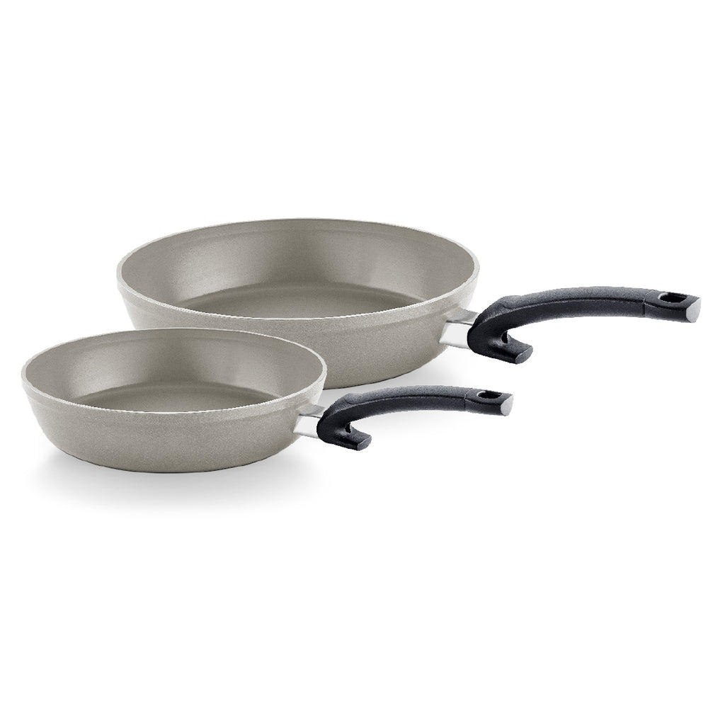 Fissler Ceratal Comfort Ceramic Non-Stick Frying Pan 2 Piece Set, 9.5 Inch and 11 Inch, Warm Grey, Made without PFAS