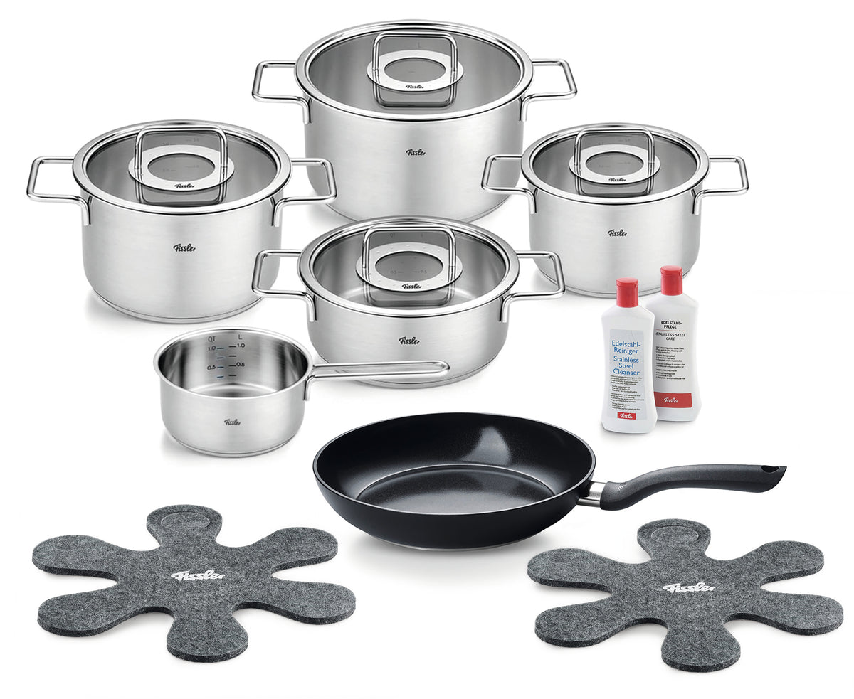 Pure Collection 9 Piece Stainless Steel Cookware Set with Glass Lids