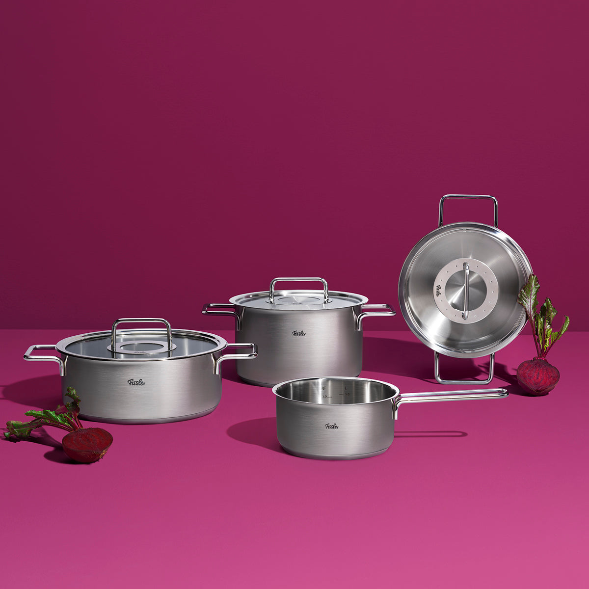 Pure Collection Stainless Steel 9 Piece Cookware Set with Metal