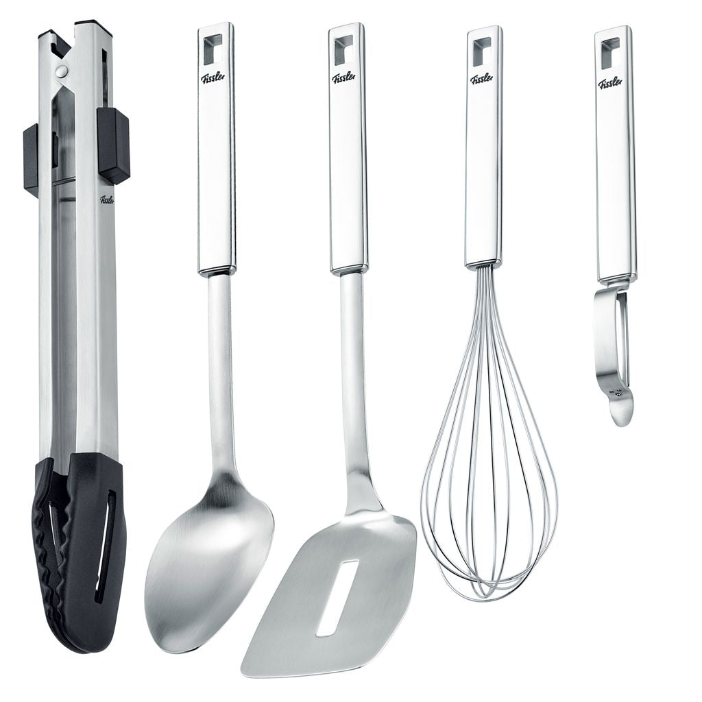 Original-Profi Collection 5 Piece Utensil Set, Stainless Steel Turner, Vegetable Peeler, Serving Spoon, Tongs and 13" Whisk